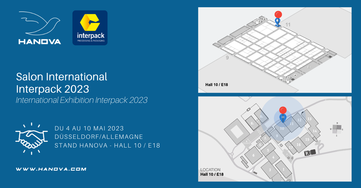 Hanova, parmi les 2700 exposants Interpack 2023. Les entreprises leader de l’industrie de l’emballage présenteront leurs gammes et leurs prestations au plus haut niveau international.